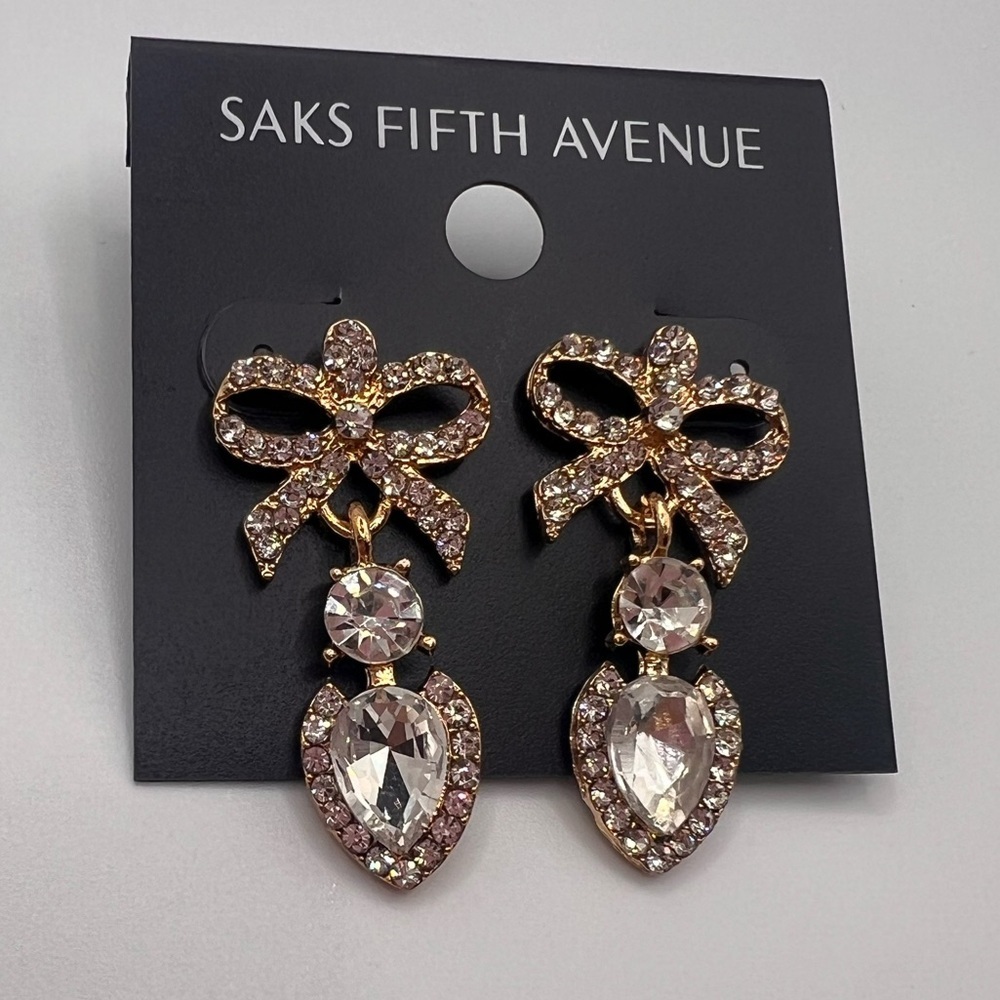 Saks Fifth Avenue Gold and Silver Crystal Bow Earrings